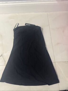 Julia Black Strapless Mini Dress with Single Loop Strap